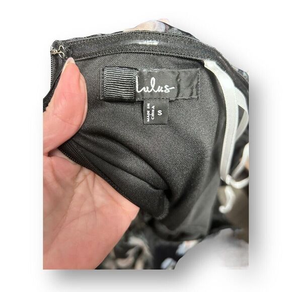 Lulus S Black White Floral Strapless Organza Maxi Dress Corset Wedding Guest - Picture 7 of 11